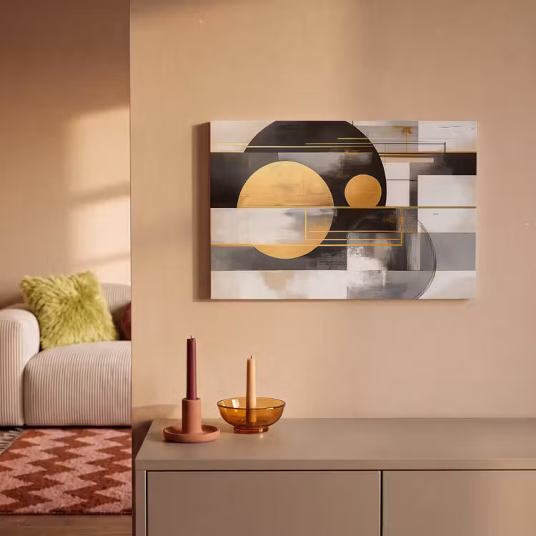 Abstract - Goud - Zilver - Vormen - Aesthetic - Modern canvas 2cm klein -sfeer1