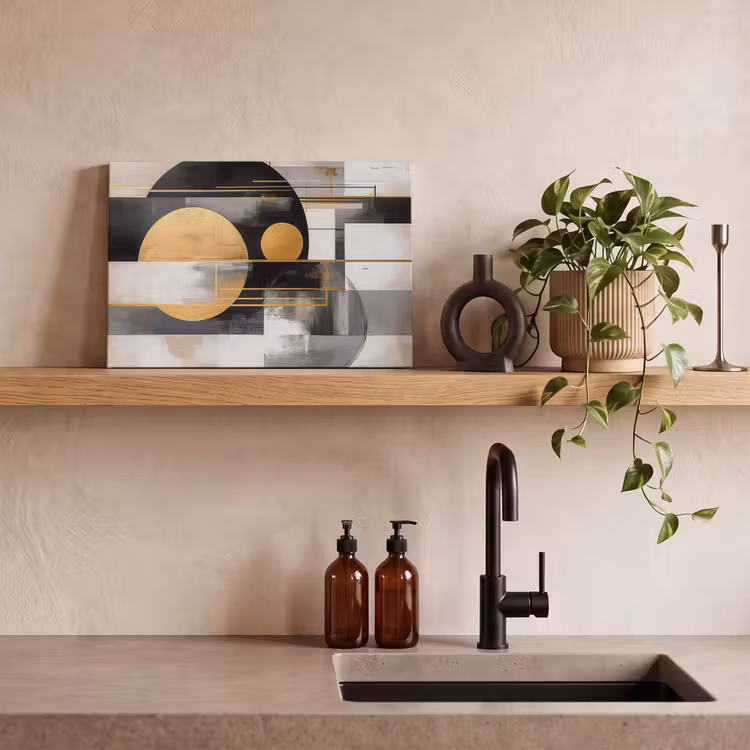 Abstract - Goud - Zilver - Vormen - Aesthetic - Modern canvas 2cm klein -sfeer3