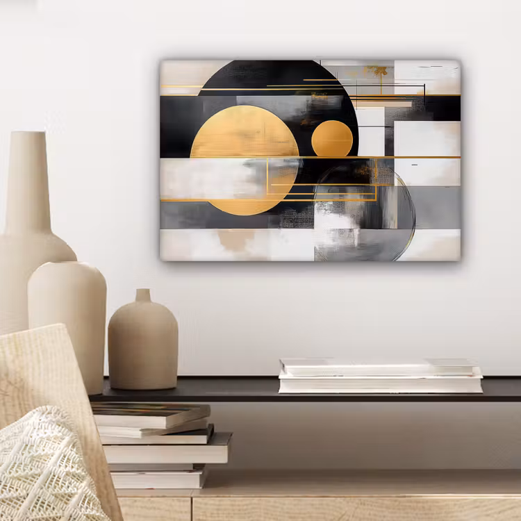 Abstract - Goud - Zilver - Vormen - Aesthetic - Modern canvas 2cm klein -sfeer6