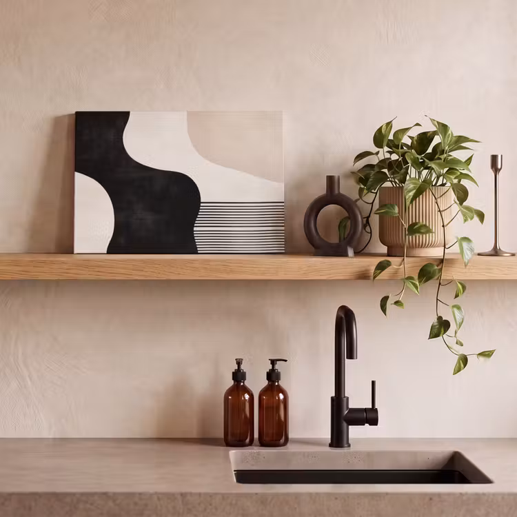 Abstract - Japandi - Beige - Modern canvas 2cm klein -sfeer3