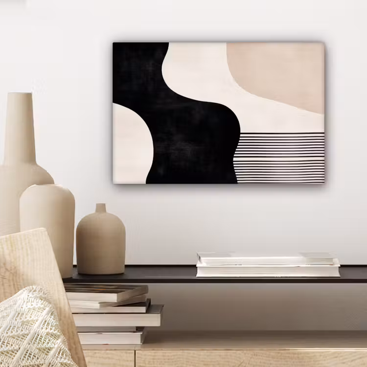Abstract - Japandi - Beige - Modern canvas 2cm klein -sfeer6