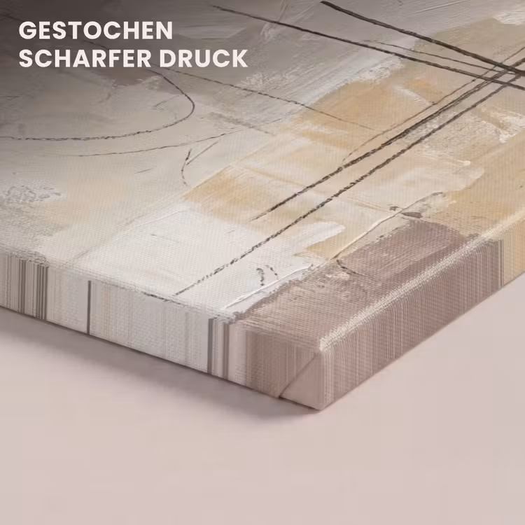 Abstract - Cirkel - Modern - Beige - Zwart - Minimalistisch canvas 2cm klein -closeup_print_DE