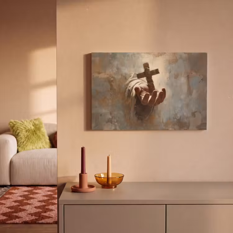 Abstract - Kruis - Hand - Christendom canvas 2cm klein -sfeer1