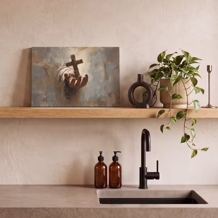Abstract - Kruis - Hand - Christendom canvas 2cm klein -sfeer6
