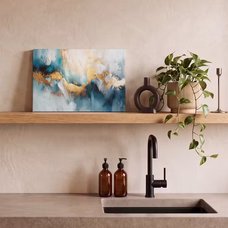Abstract - Kunst - Gold - Blauw canvas 2cm klein -closeup_print_DE