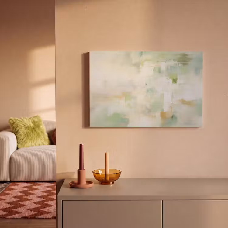 Abstract - Kunst - Wit - Groen - Modern canvas 2cm klein -sfeer1