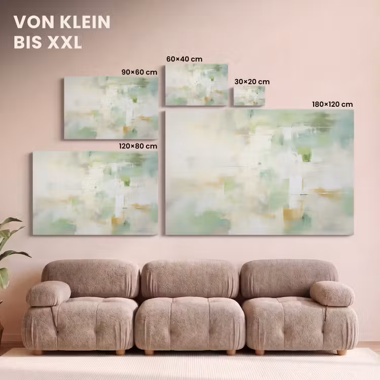 Abstract - Kunst - Wit - Groen - Modern canvas 2cm klein -Xsfeer8_DE