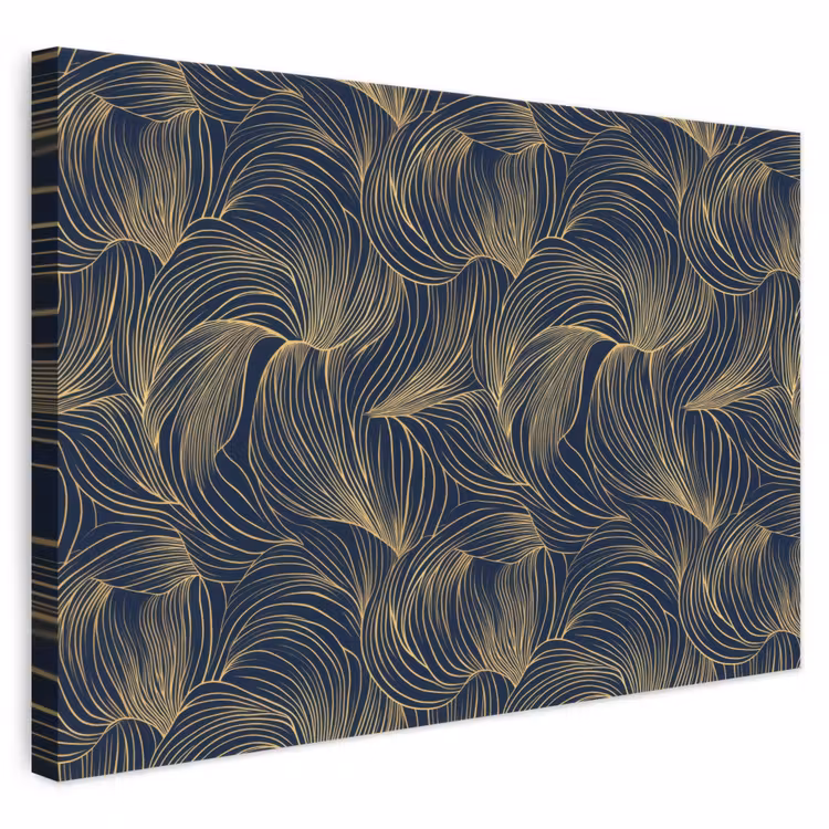 Abstract - Lijnen - Blauw - Goud canvas 2cm klein 34 -3d