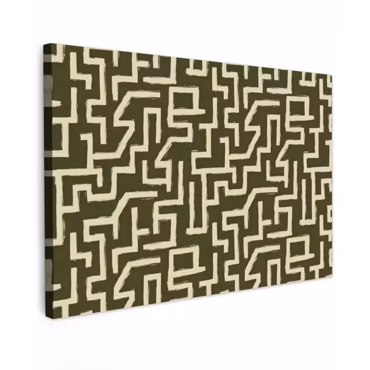 Abstract - Lijnen - Groen canvas 2cm klein 34 -z3d