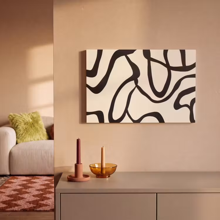 Abstract - Lijnen - Modern - Beige canvas 2cm klein -sfeer1