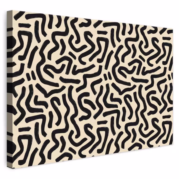 Abstract - Lijnen - Zwart canvas 2cm klein 34 -3d