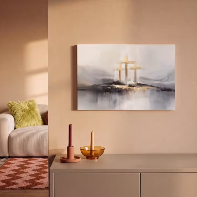 Abstract - Schilderij - Christendom - Kruis canvas 2cm klein -sfeer1