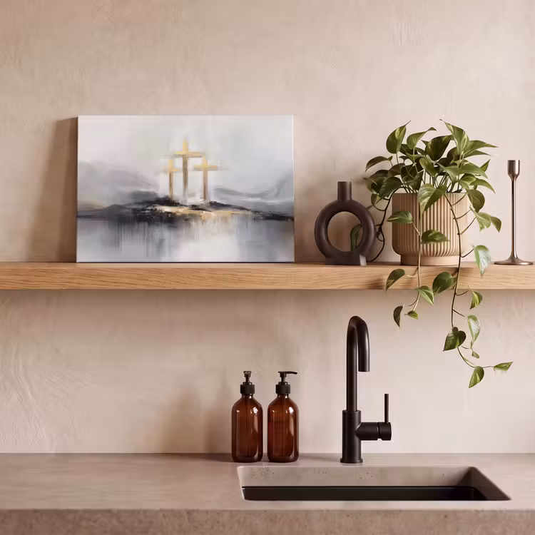 Abstract - Schilderij - Christendom - Kruis canvas 2cm klein -sfeer3