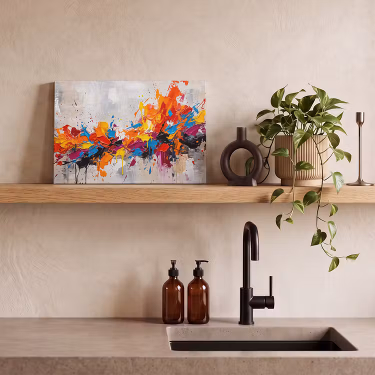Abstract - Schilderij - Kleurrijk - Dynamisch canvas 2cm klein -sfeer3