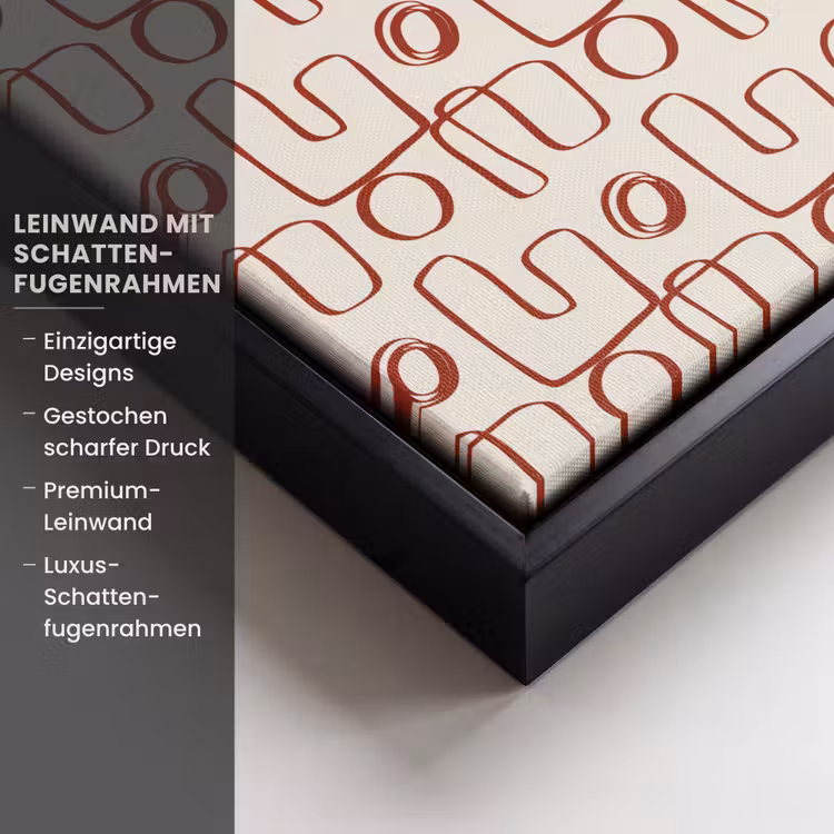 Abstract - Patroon - Beige - Rood Canvas met baklijst klein 1125 -uniquesellingpoint_productkenmerken_DE