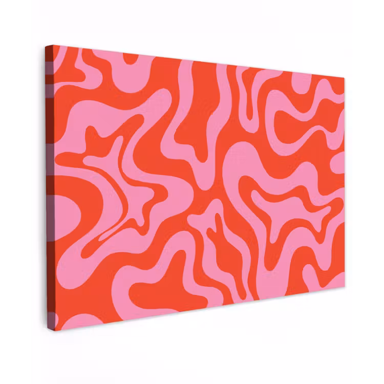 Abstract - Patroon - Rood - Roze - Minimalistisch canvas 2cm klein -z3d