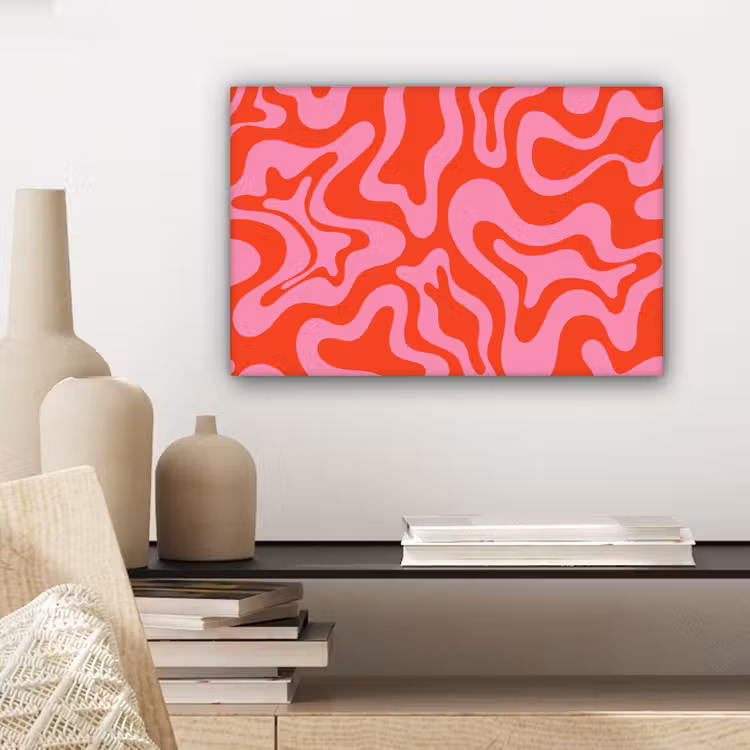 Abstract - Patroon - Rood - Roze - Minimalistisch canvas 2cm klein -sfeer6
