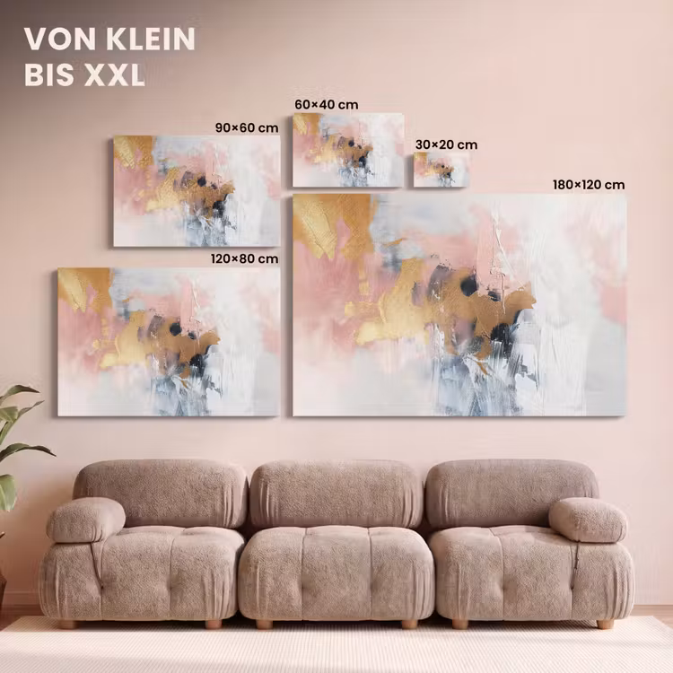 Abstract - Pastel kleuren - Goud - Modern - Aesthetic canvas 2cm klein -Xsfeer8_DE