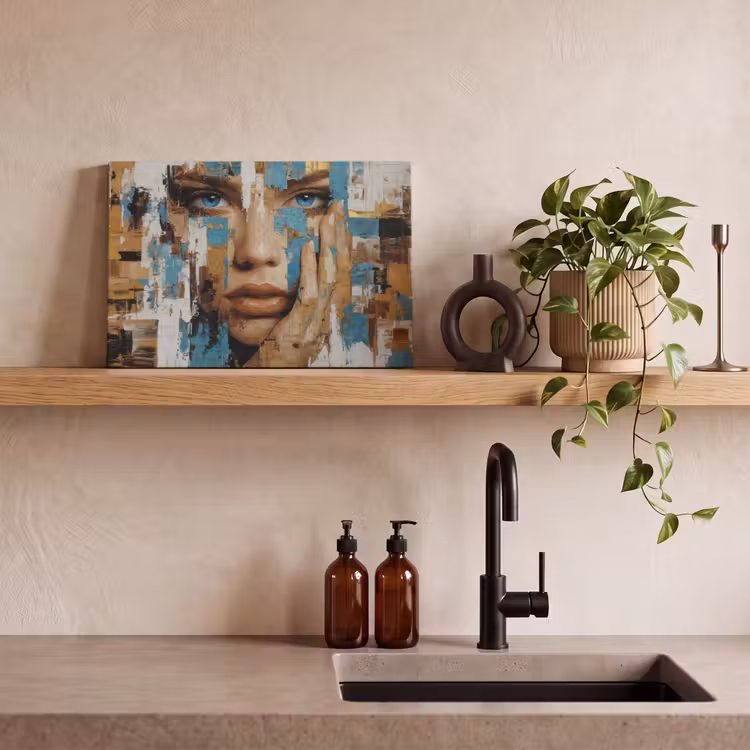 Abstract - Penseelstreken - Blauw - Gezicht canvas 2cm klein -closeup_print_DE