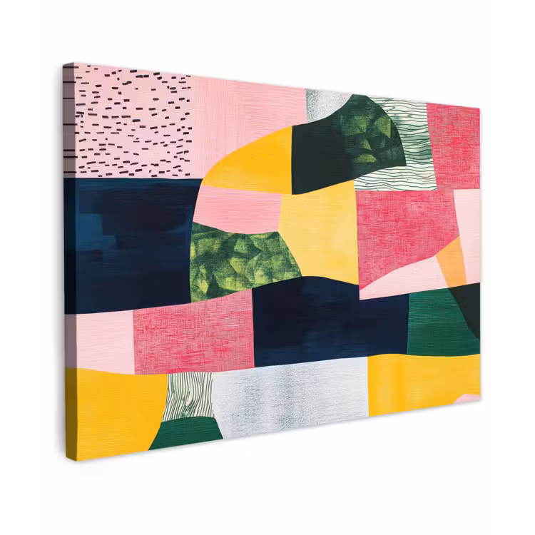 Abstract - Roze - Lappen - Vormen - Geel canvas 2cm klein -z3d