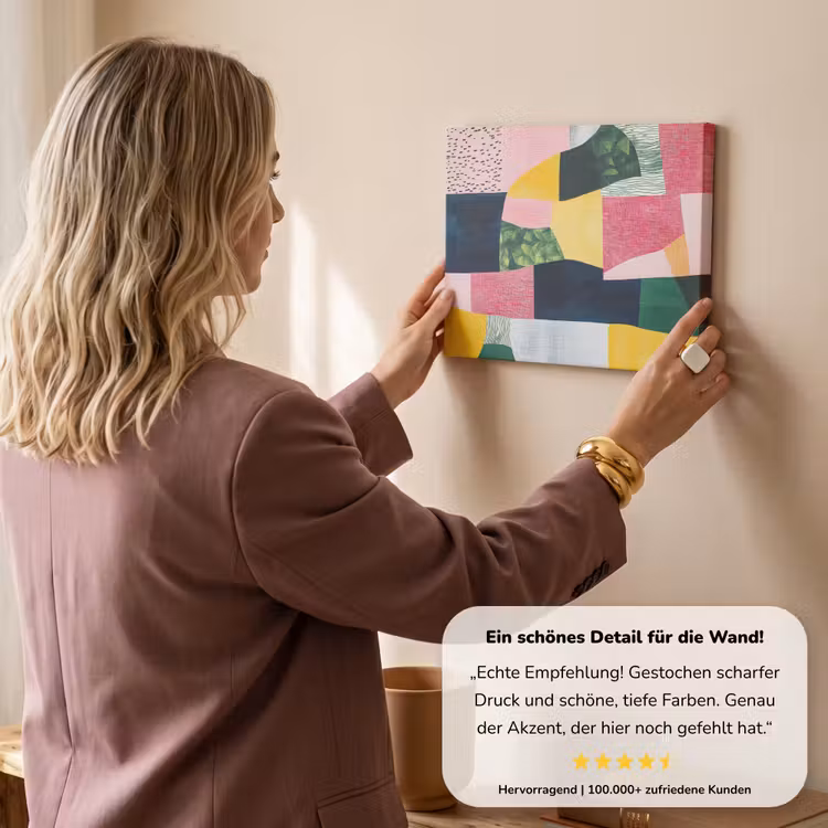 Abstract - Roze - Lappen - Vormen - Geel canvas 2cm klein -Xsfeer7_DE