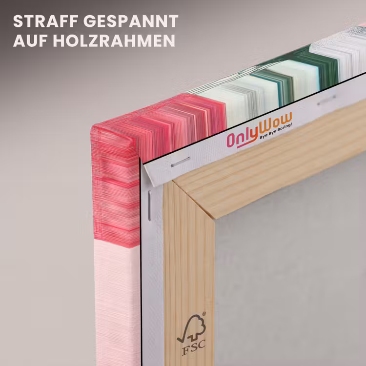 Abstract - Roze - Lappen - Vormen - Geel canvas 2cm klein -uniquesellingpoint_afwerking-onlywow_DE