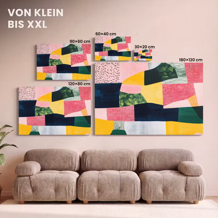 Abstract - Roze - Lappen - Vormen - Geel canvas 2cm klein -Xsfeer8_DE