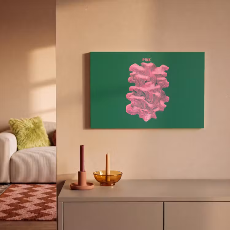 Abstract - Pink - Lijnen - Groen canvas 2cm klein -sfeer1