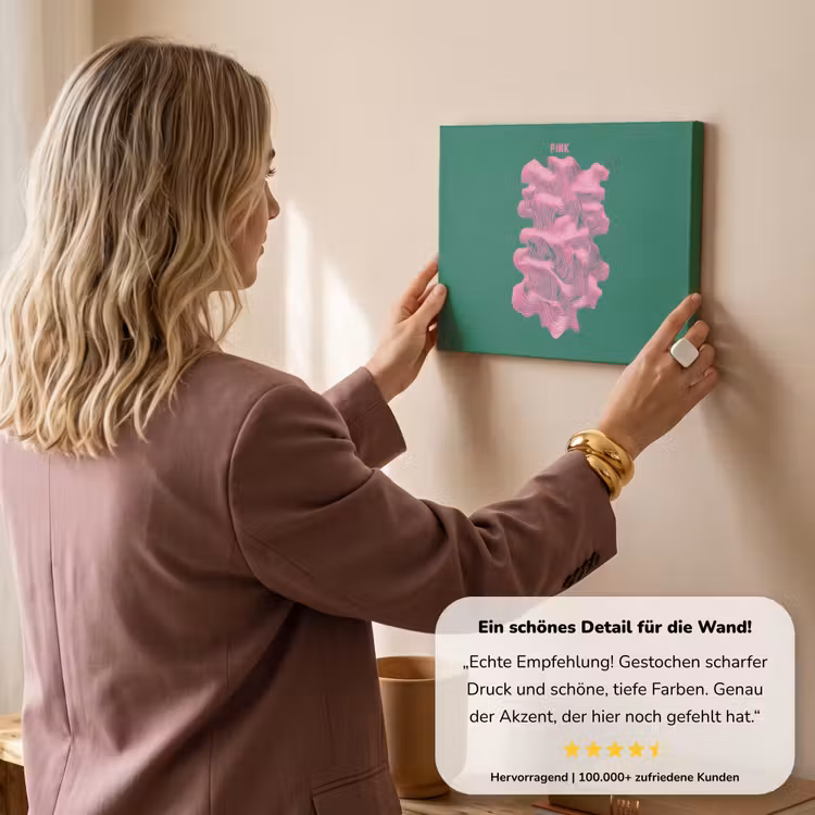 Abstract - Pink - Lijnen - Groen canvas 2cm klein -sfeer3