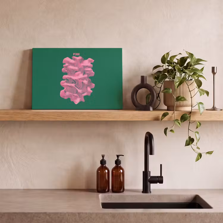 Abstract - Pink - Lijnen - Groen canvas 2cm klein -closeup_print_DE