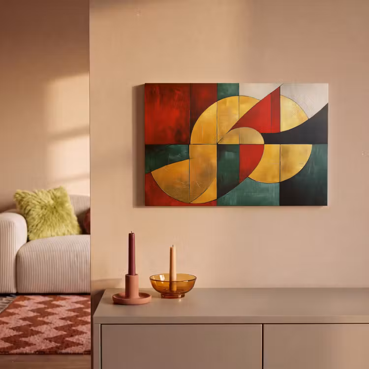 Abstract - Kerst - Goud - Rood - Groen canvas 2cm klein -sfeer1