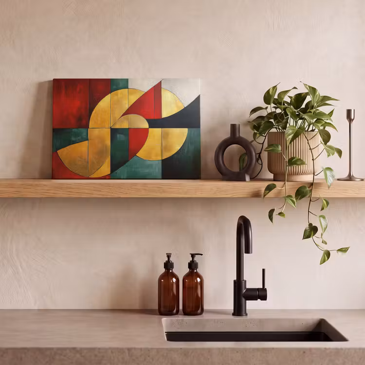 Abstract - Kerst - Goud - Rood - Groen canvas 2cm klein -sfeer3