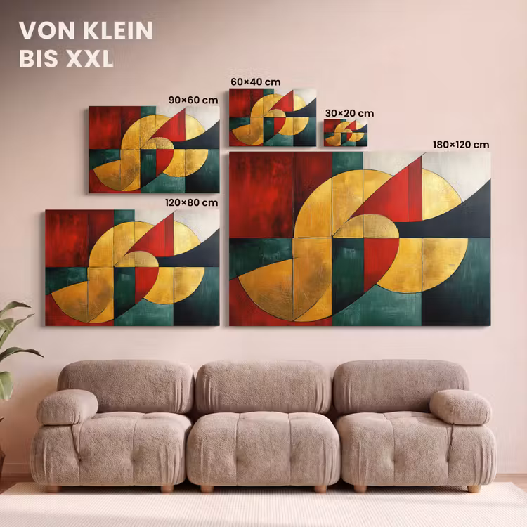 Abstract - Kerst - Goud - Rood - Groen canvas 2cm klein -Xsfeer8_DE