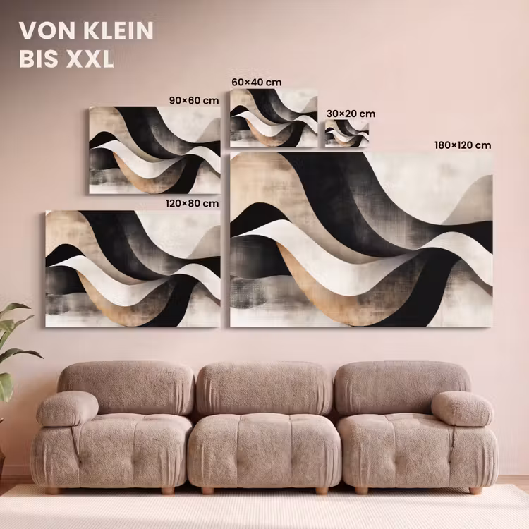 Abstract - Golven - Zwart - Verweerd canvas 2cm klein -Xsfeer8_DE