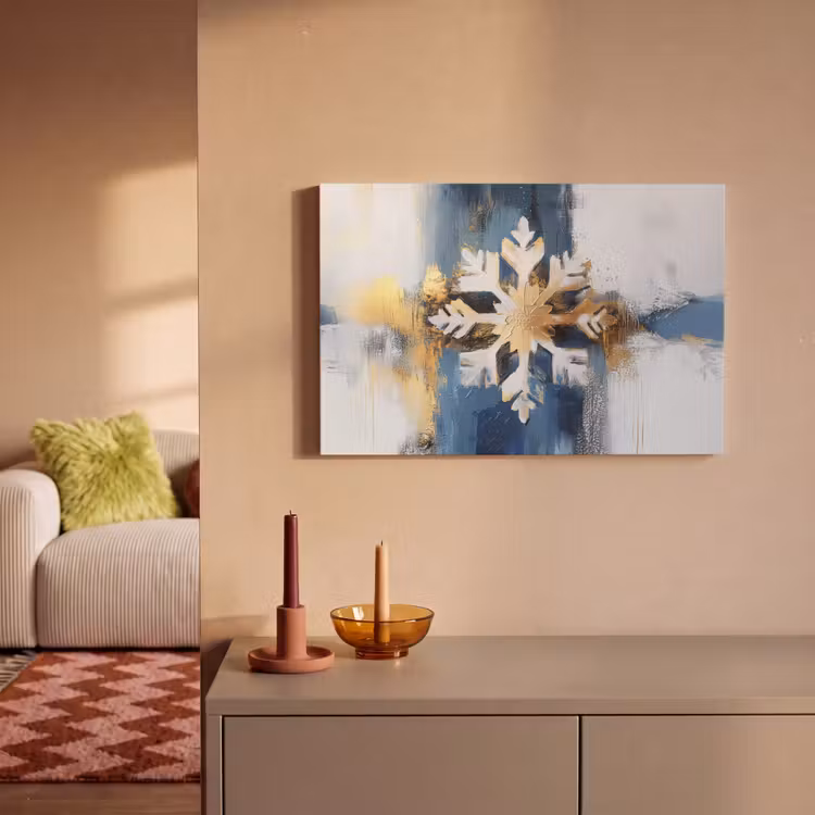 Abstract - Winter - Sneeuwvlok - Sneeuw - Goud canvas 2cm klein -sfeer1