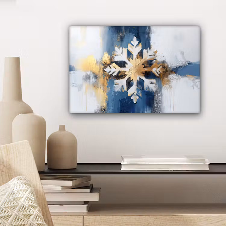 Abstract - Winter - Sneeuwvlok - Sneeuw - Goud canvas 2cm klein -closeup_print_DE