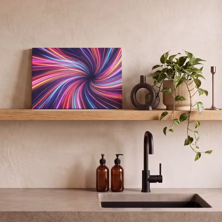 Abstract - Swirl - Futuristic - Neon canvas 2cm klein -sfeer3