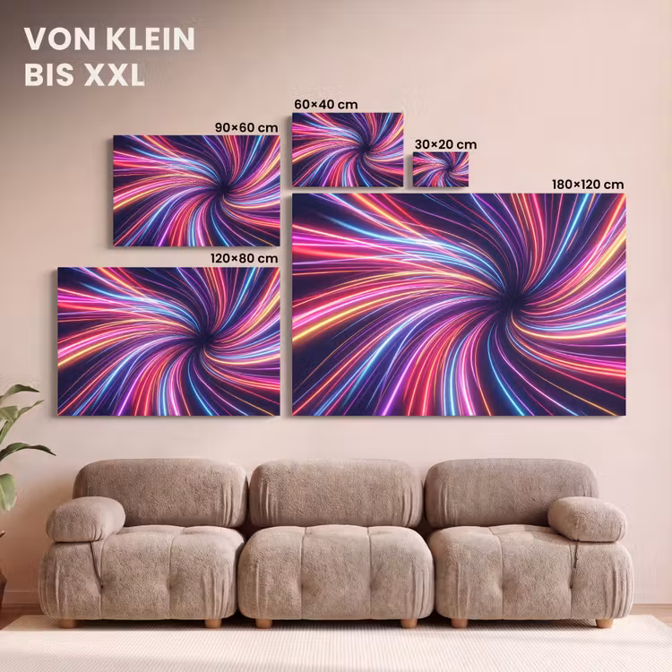 Abstract - Swirl - Futuristic - Neon canvas 2cm klein -Xsfeer8_DE