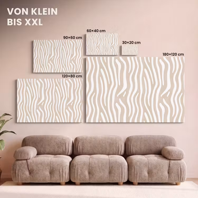 Abstract - Zebra - Beige canvas 2cm klein 34 -Xsfeer8_DE