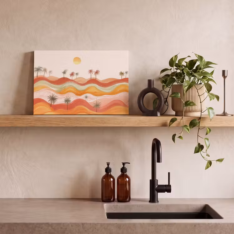 Abstract landschap - Palmbomen - Kleurrijk canvas 2cm klein -closeup_print_DE