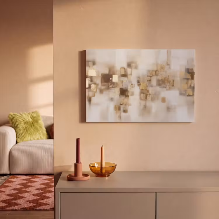 Abstracte vierkanten - Aardetonen - Mistig canvas 2cm klein -sfeer1