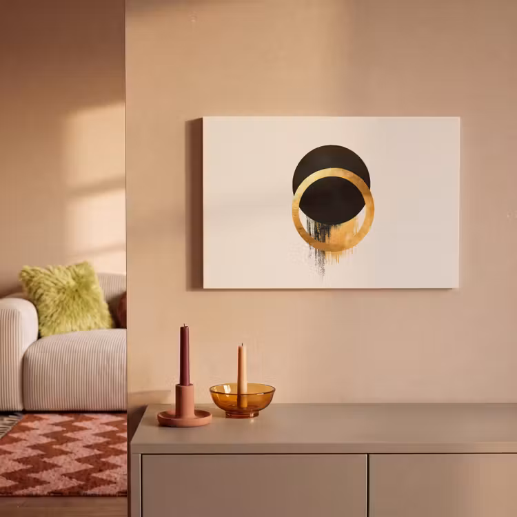 Abstract ontwerp - Zwarte cirkel - Verfvlekken canvas 2cm klein -sfeer1