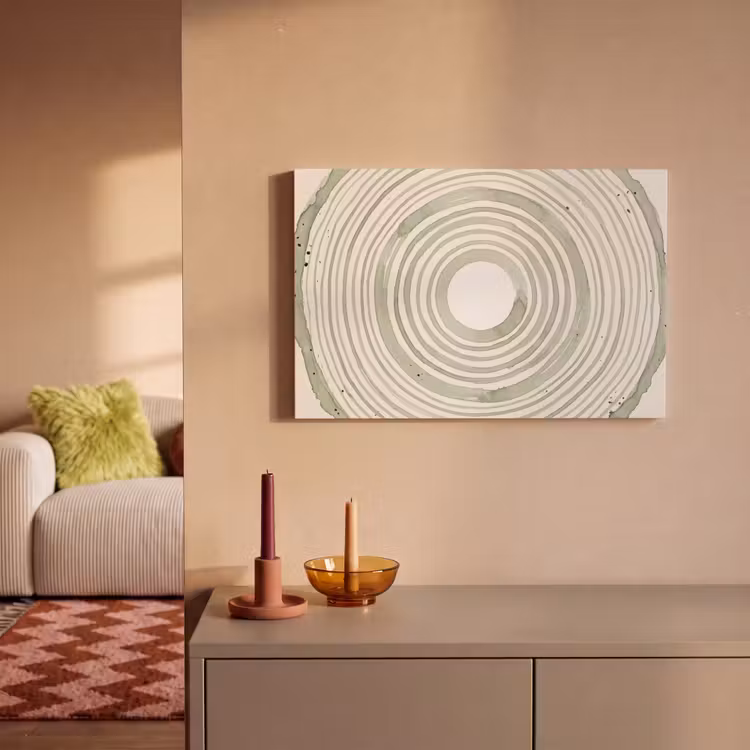 Abstractie - Cirkels - Waterverf - Groen - Modern canvas 2cm klein -sfeer1