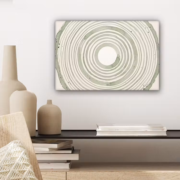 Abstractie - Cirkels - Waterverf - Groen - Modern canvas 2cm klein -sfeer6