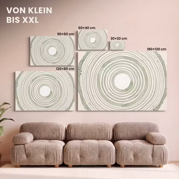 Abstractie - Cirkels - Waterverf - Groen - Modern canvas 2cm klein -Xsfeer8_DE