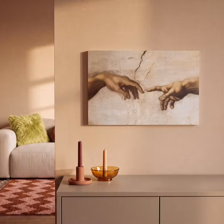 Adam - Michelangelo - Schilderij - Creation of Adam canvas 2cm klein -sfeer1