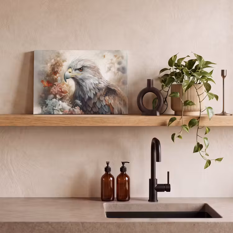 Arend - Adelaar - Vogel - Bloemen - Natuur canvas 2cm klein -sfeer3