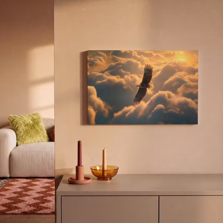 Adelaar - Wolken - Zon canvas 2cm klein -sfeer1