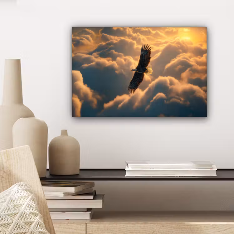 Adelaar - Wolken - Zon canvas 2cm klein -sfeer6
