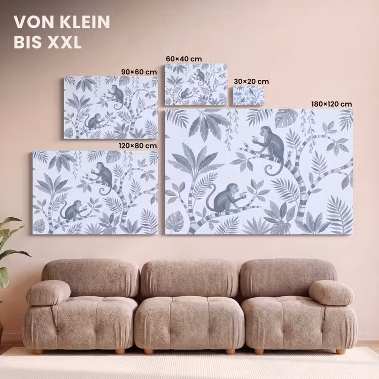 Aap - Boom - Bladeren - Jungle - Illustratie canvas 2cm klein -Xsfeer8_DE